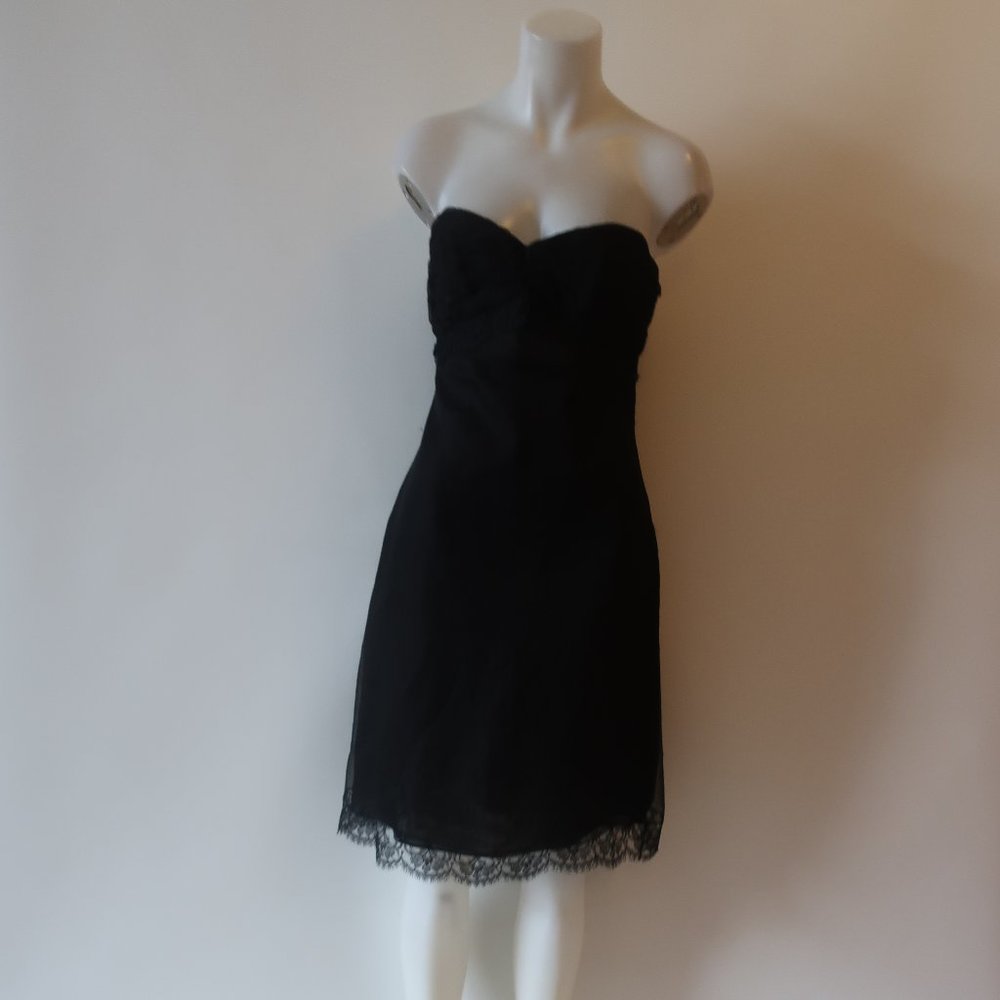 Womens Heidi Weisel Black Strappy Silk Dress 8 *